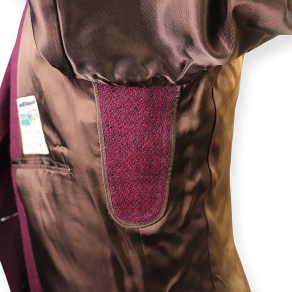 Vintage Mens Bespoke Handwoven Donegal Tweed Purple Wool Jacket - Picture 12 of 15